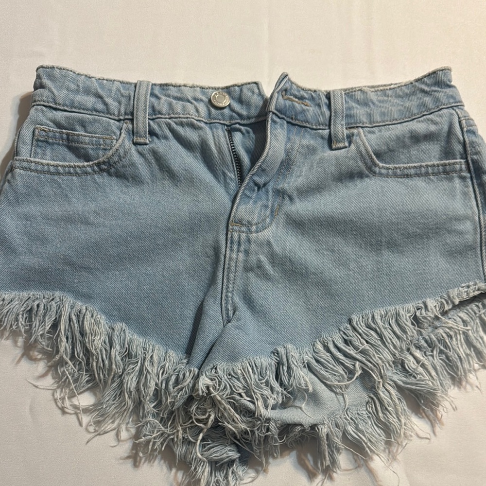 Womens Cello Light Blue Denim Frayed Hem Women's Shorts size xs
